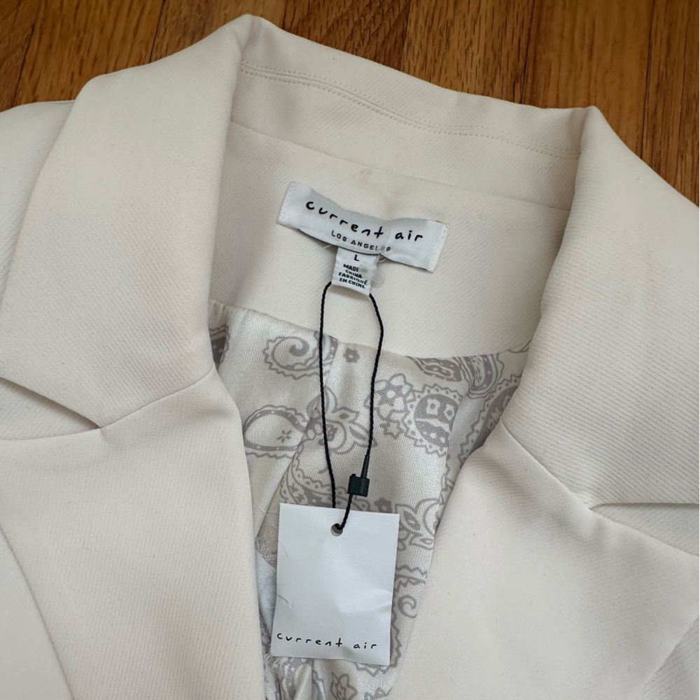 Current Air Los Angeles Ivory Cream Blazer Dress with Paisley Inside Detail Sz L - Picture 5 of 6